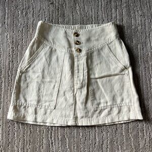 Aerie Cream Button Mini Skirt